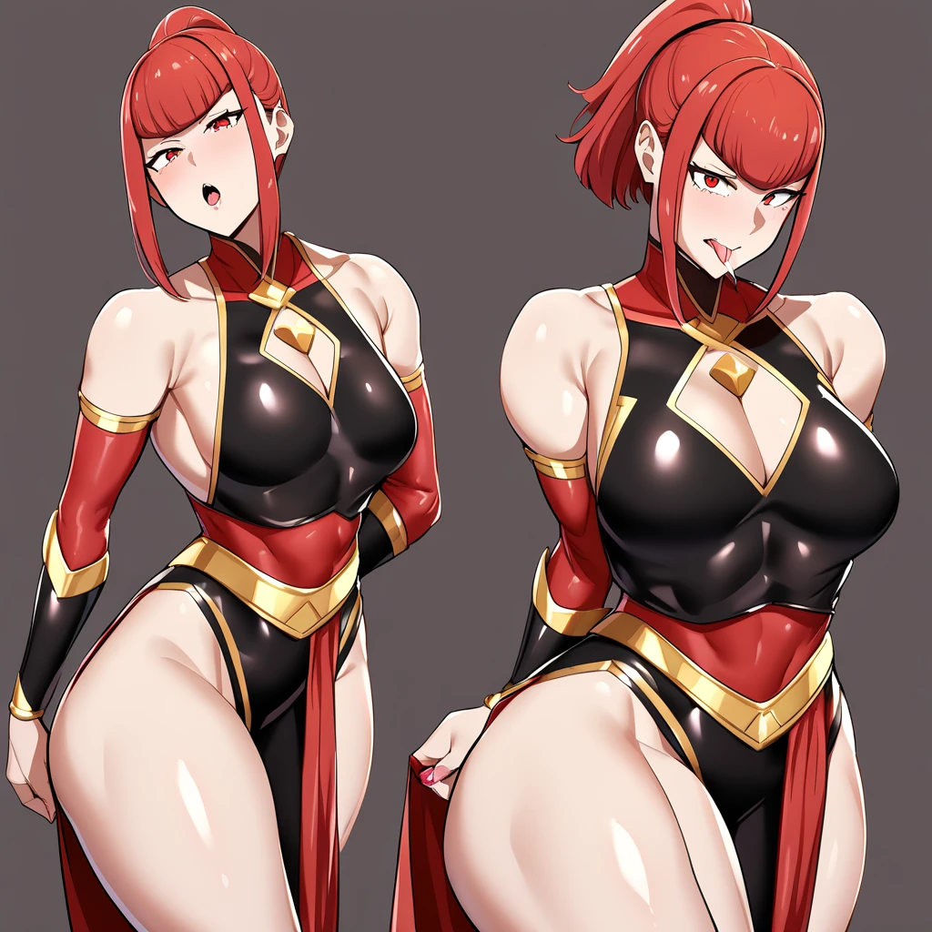 Concept art of pokemon fantasy woman, she has fat hips, incredible design and bid breasts , many clothes and have weapon, Pokémon, slim waist, fat hips and breasts, FINAL FANTASY WOMAN INSPIRATION