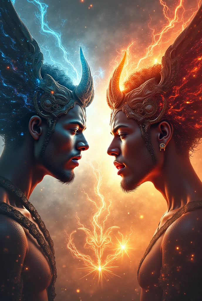 Two brothers from the opposites light and darkness male characters