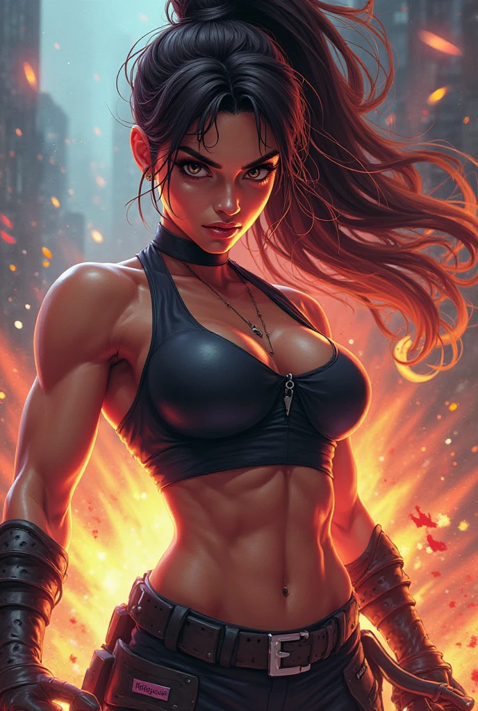 Realistic busty woman,Karateka,hokuto no ken,ultimate form,8k,vulgarity erotic obscene Performance