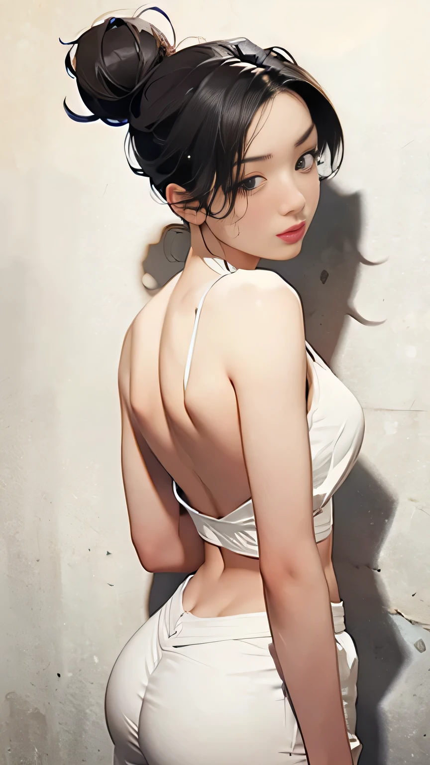 Asian woman araffed in white bikini sitting on a bed, Modelo IG | Artgerm, Guweiz, Obras de arte al estilo de Guweiz, pose sexy, Artgerm e Ilya Kuvshinov, Como Artgerm, Ilya Kuvshinov y Artgerm, Obra maestra de Guweiz, realista. Cheng Yi