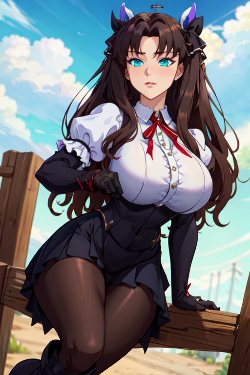 Perfect face, Perfect hands. A brown haired woman with red eyes and an hour