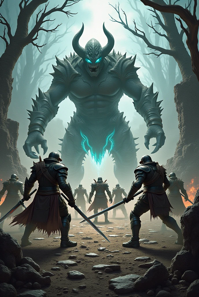 "Epic RPG scene with breathtaking visuals, immersive atmosphere, and dynamic action. Heroes battling powerful monsters in a mystical world filled with magic and danger."