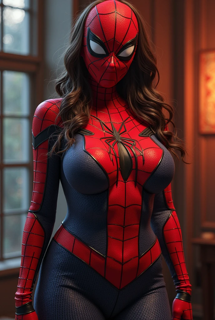 nsfw:1.55、((Cowboy Shot))、Mature Woman、(masterpiece, Highest quality), Intricate details, 8K, 1 Girl,((blunt bangs))、 Black Hair,((Ultra-detailed Spiderman suit)),Skyscraper, city, building,street,((Delicate painting)),(Detailed RAW photos of girls), (Pieces fly:1.25), (Highest quality:1.6), (Ultra-high resolution:1.5), (Photorealistic:1.75), 8K resolution, Canon EOS R5, 50mm, Confused, Very detailed,Cinema Lighting、(((Super big breasts)))、Leg spread、The abdomen is visible、((Separate suits))、Ultra-delicate and detailed spider knee-high socks、Sexy pose、Ultra-detailed Spiderman bikini、(((Ripped and tattered suit:1.1)))