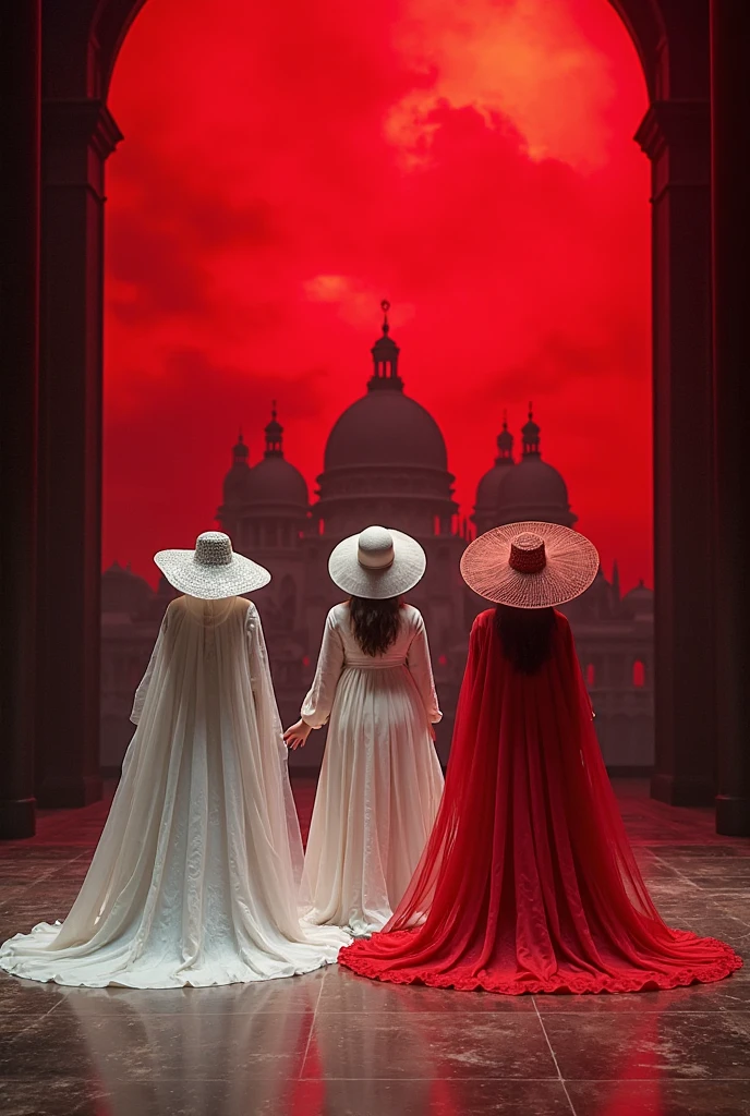 Snow White and Rose Red, dressed for a royal ball (ballgowns, long gloves, tiaras), standing on a palace balcony at night in the rain, wet hair, wet dresses (((drenched))) (((soaked))) (((dishevelled))) (((clinging)))