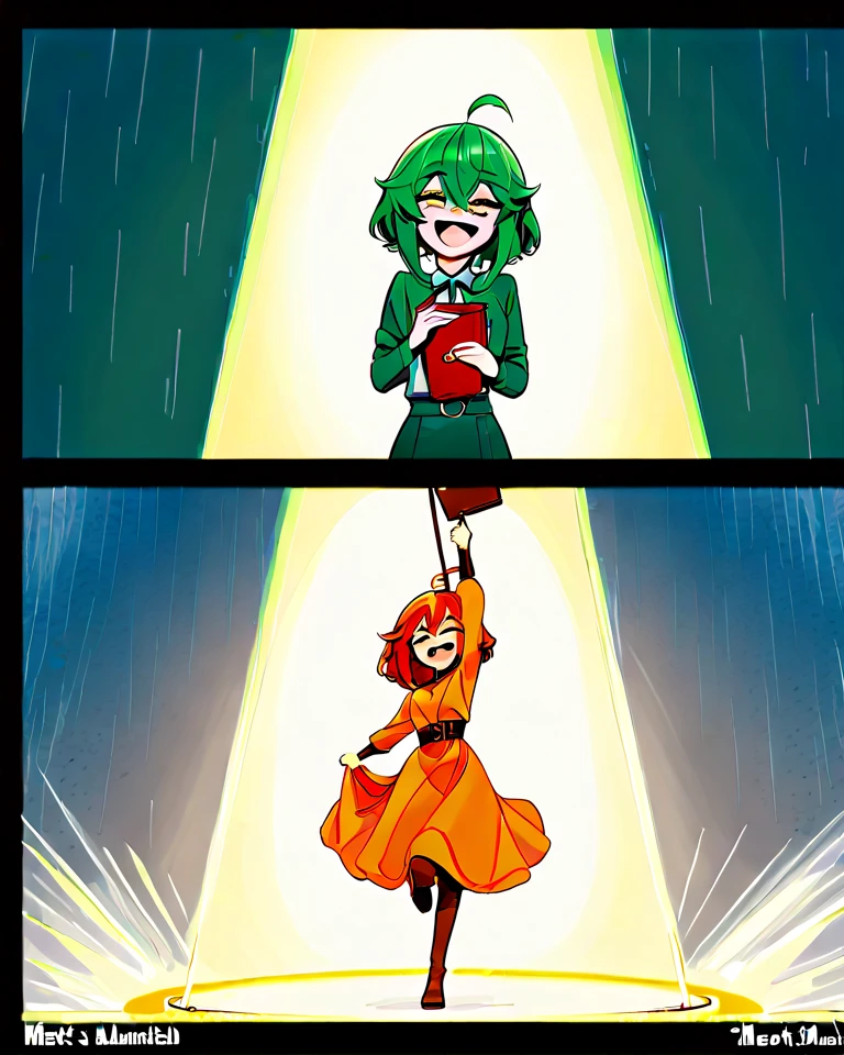 An ultra masculine man transforming into an ultra feminine Housewife in 3 stages. Extra Large Boobs, Middle transformation in a combination of the first and third figure, Fit all Figures in drawing, Wearing a Bonnet, Wearing a green gown, Three figures