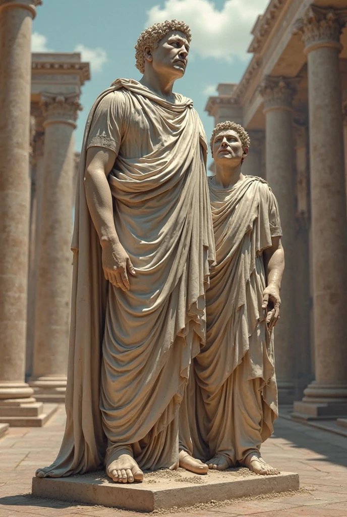 a realistic full body  greek white marble statue of julius caesar wearing a ghostly toga, neutral background, moody, , photorealistic, cinematic scene, super detailed, hyper realistic, bright lights, 8 k