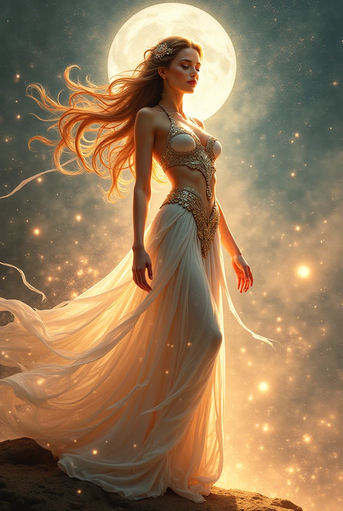 (best quality), (masterpiece), (detailed), perfect face Aphrodite, seductive, unreal engine, hyper realistic, ultra detailed, perfect style, night shade, perfect model, floating in the air, above the clouds, foot long hair, golden hair, wavy hair, transparent crystal dress, shiny skin, perfect face Venus spreading hands, wavy hair, ghost mix, shiny skin, seduction, transparent crystal clear, translucent, surrealism, hyper realistic photo, HD, perfect body, glowing breast, unreal engine, epic scene perfect model, floating in the air, above the clouds, waist long golden hair, wavy hair, shiny skin, dark night background, dark moon scene, lesser light, silhouette body line, perfect silhouette