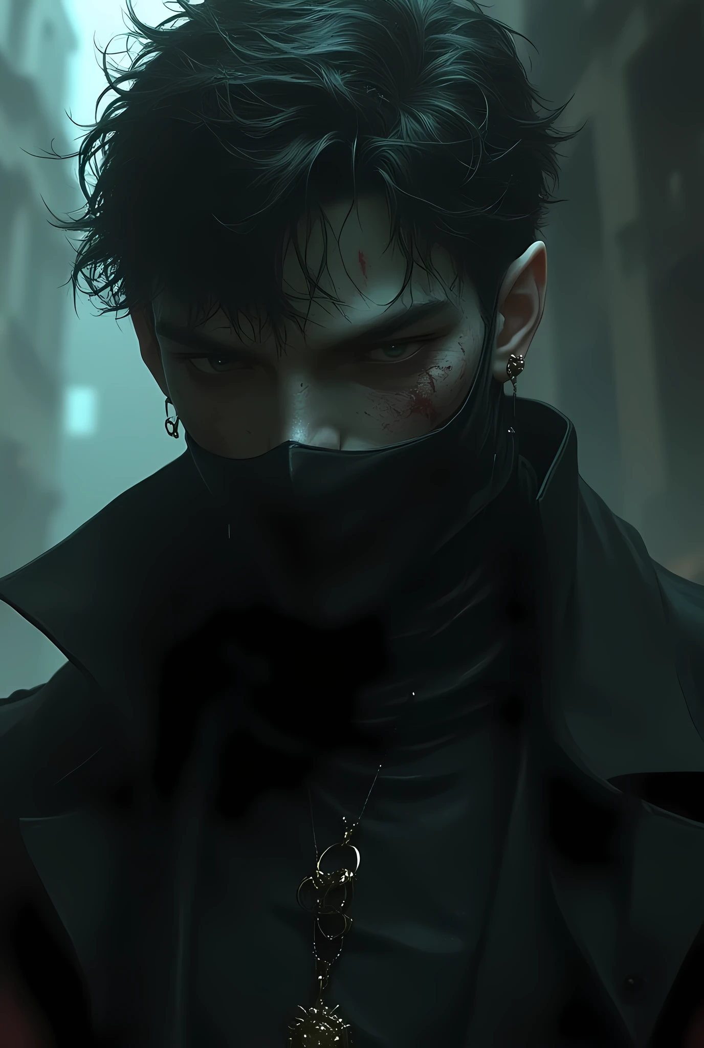 Create a character
He is a young man with a dark and profound look, with an intense and often disturbed expression. Her hair is dark and disheveled , falling over his forehead in irregular locks.
His skin is pale and scarred, especially around the mouth and chin. He has a black mask that covers his mouth, partially hiding her expression.
His body is lean and muscular , with a posture that reflects his tension and constant alert. He wears dark and practical clothes, but still elegant
There's an aura of mystery and danger around you, as if he were always ready to react to any threat.ch queen, red lipstick, (((Photographic Perspective of her)))