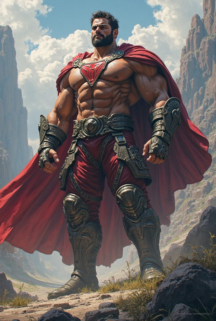 spring flowing river, (Ash Gray skin:1.2), [(male elf:1.2):boy:35] tracker, intricate highly detailed Burgundy Aluminum light armor, pointy ears, highly detailed facial features, frown, cinematic lighting, realistic full length full body portrait, dominant action pose, fur cape, outdoors, sunlight, medium range low angle shot, protective gear, Angus McBride, pants, shirt, beard, <lora:Frazetta:1>, frazetta,