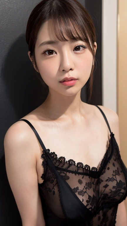 1人のgirl, (a beauty girl, delicate girl:1.3), (24-years-old:1.3),
break, (negligee:1.4),
break, Definition of very fine particles, (Symmetrical eyes:1.3),
break, (Lie down in bed、Bedroom:1.3),
break, Mid-chest, Brown eyes, Parted bangs, Black Hair, girl,
break, (Eye and facial details:1.0),Embarrassed、belly button、Braided、seductive smile、blush、Open your mouth a little、
break, (masterpiece, highest quality, Very detailed, Detailed face, 8k)