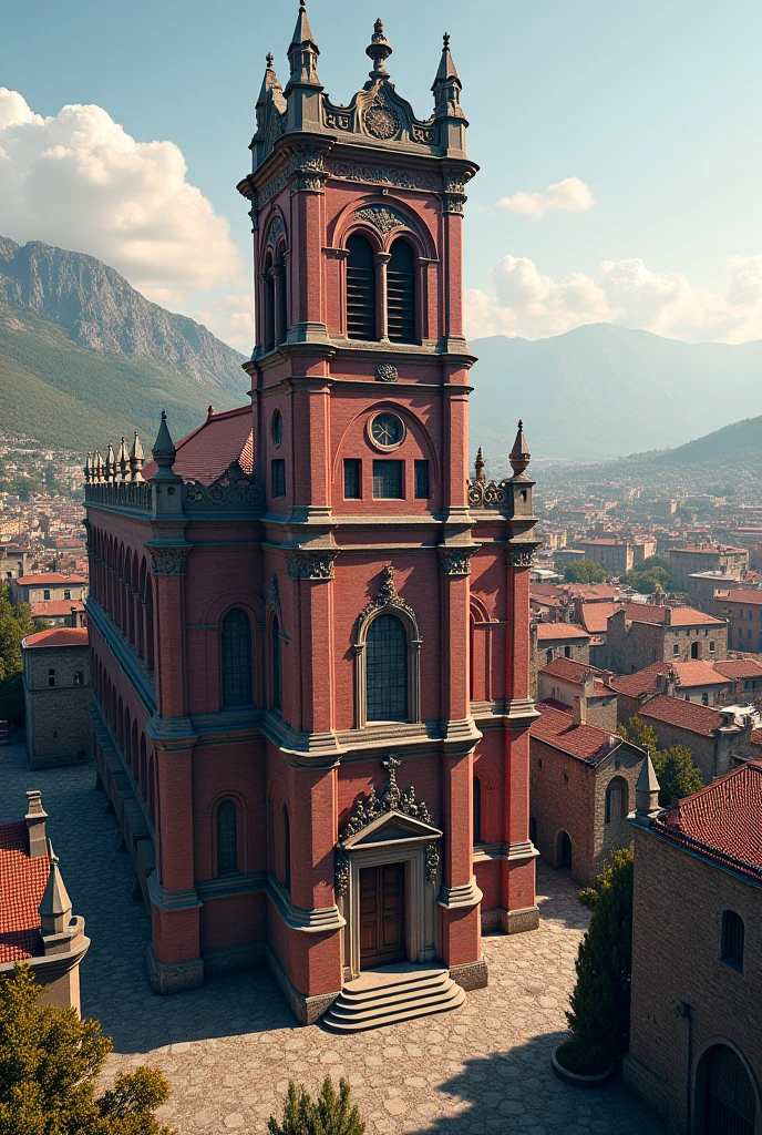 Cathedral of Matera with bell tower, extremely detailed, 8K, apocalyptic punk style, miniatures, macro photography in close-up