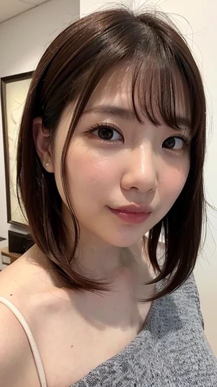 (((Extremely detailed、Ultra-high resolution、masterpiece、Highest quality)))、顔のUltra-high resolutionクローズアップ、long, straight black hair、So that every single hair is clearly visible、The subtle color changes of hair depending on how the light hits it、 The skin is white and smooth、Skin has a natural glow、Fine skin texture、Representing the fine details of pores、Details of the light redness on the forehead and cheeks、Eyes with fine iris details、The eyes depict color gradations and patterns.、Long, natural-looking eyelashes, each and every one visible、Well-groomed eyebrows、眉毛のindivual々The hair is clearly visible、Light reflecting off into the eye、The light in the eyes creates small highlights、The nose is delicate、Fine detail on the nostrils、Lips are plump and naturally pink、Depicts the fine lines and soft curves of the lips、lips are shiny and、The gloss on your lips accentuates their shape.、(((Detailed depiction of lip texture、Particular attention to the depiction of light and shadow、Soft natural light gently illuminates the face from the front、A faint glow on the forehead、A slight shine on the nose、A slight glow on the cheeks、Shadows are cast softly along the contours of the face、Accentuate the sides of your cheekbones、Accentuate the sides of the jawline、Emphasize the sides of the nose、The gloss on her lips reflects the light faintly、Lips emphasize the plump texture、The shadow of the hair gives depth and dimension、indivual々The hair shines in the light、The background is simple and blurred.、Focus on the face 
