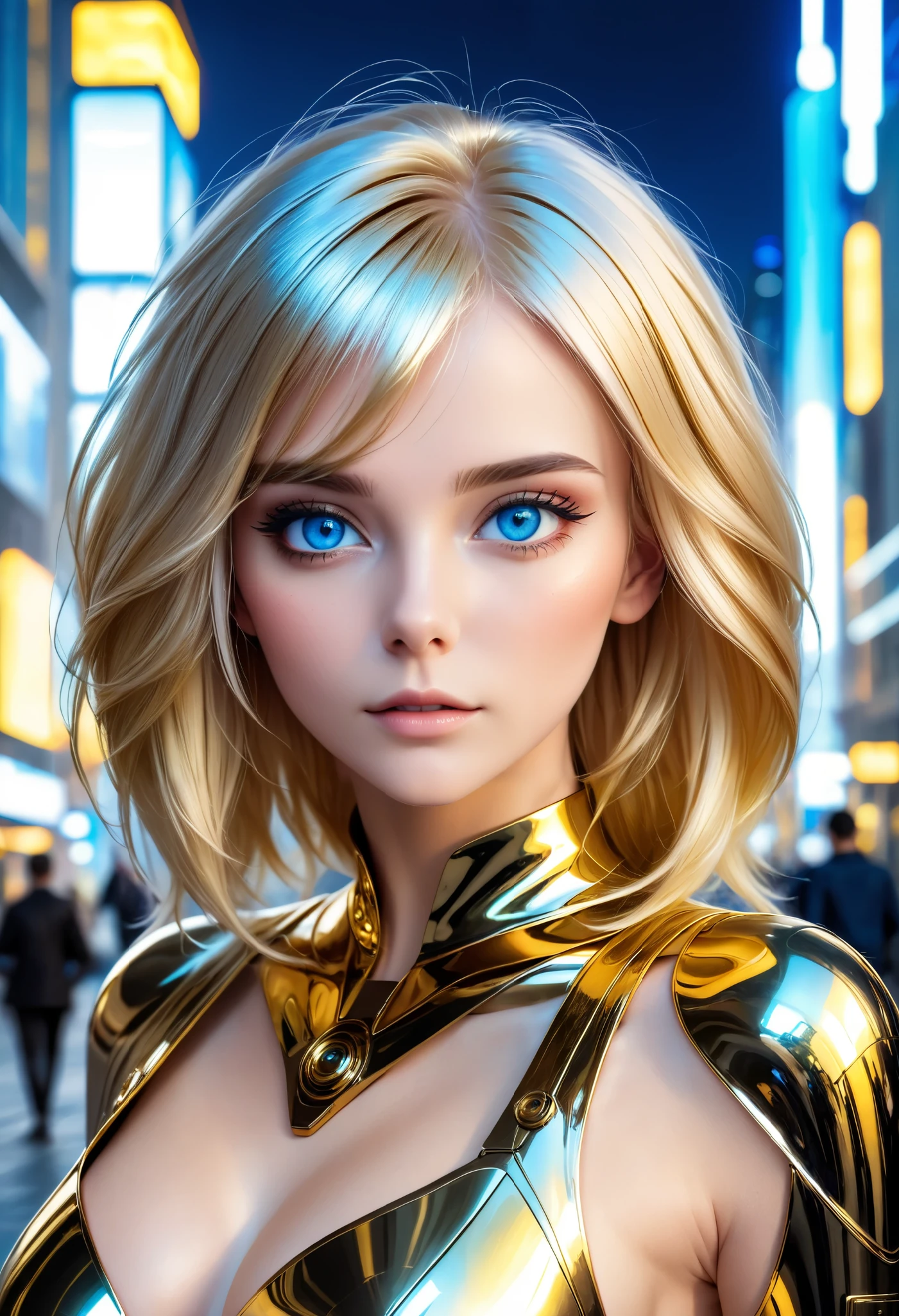 (masculine, man) (solo un modelo masculine )(android) (blonde hair that reaches to the heels) (Blue eyes) (Slim and toned body) (She wears a tight brown bodysuit with gold details.) (laboratory background) (holding a bird in his hands) (very long hair that reaches to the heels) (man android con pájaros alrededor) (sitting with birds around) (man con mirada amable) (Slim and toned body) (robotic parts)