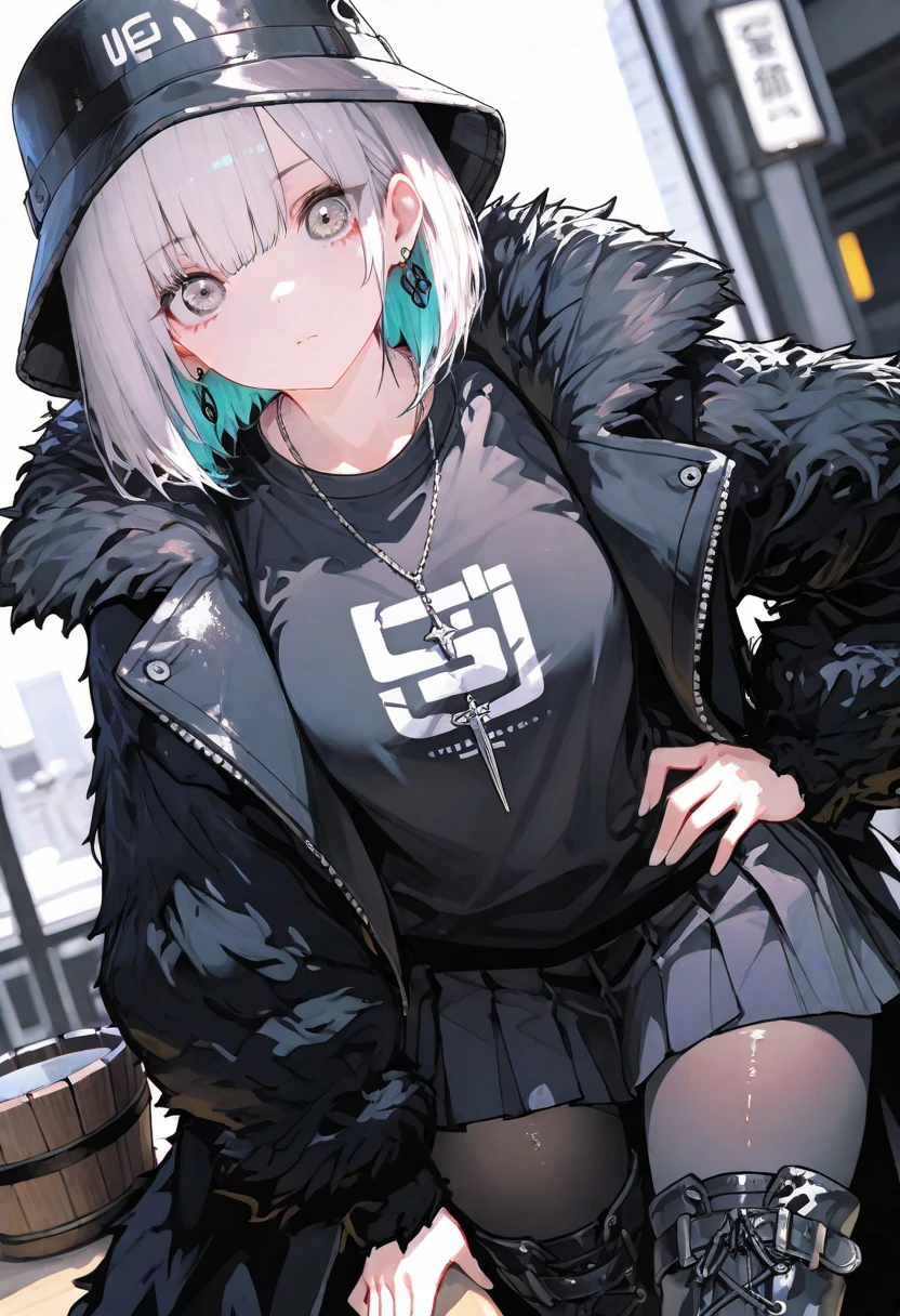 1female,11yo,teens girl,smallunderboob,Pornographic exposure, 独奏,(Background with:plains, distant mountains,in the summer, sunset, low orange rays of light, sun grass on the ground,exteriors) Casual silver hairstyle,Stride, seen from the front, in the distant mostly cloudy sky,cloudy sky in the distance above the horizon(((tmasterpiece),(Very detailed CG unity 8K wallpaper),best qualtiy,cinmatic lighting,detailed back ground,beatiful detailed eyes,Bright pupils,(Very fine and beautiful),(Beautiful and detailed eye description),ultra - detailed,tmasterpiece,)),face to the viewer,frontage,A high resolution,ultra - detailed)nakeness,Wipe off panties,revealing breasts,Bare genitalia, Bulge,Camel toes,Raised sexy,Lewd expression,Flushed complexion,Open-mouthed,frontage,military hat,(Wearing:green colored bomber jacket,Black pantyhose)athletic sneakers