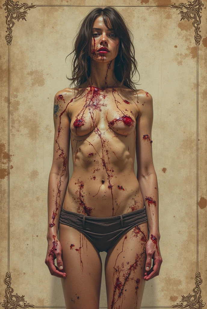 obra maestra inspirada en hellraiser, h. p. Lovecraft y Evil Dead 2013, Cuerpo completo realista ((hard body piercing)) Photograph of two young zombies served and skinny, sin ropa, with satanic signs on the naked body, mujer hermosa, Sensual, Damaged and bloody breasts, La tabla Ouija pintada en el cuerpo , Two young zombies served with, Cuerpos perforados ((Two skinny young naked young servados zombies servados, cuerpo entero perforado)), decomposition, Decomposing dark black body fluid, Definition of 12k, cuerpo completo de dos hermosos ,hermoso,joven,delgado,desnudo,horripilante,asustadizo,ser,zombi,psycho,monstruo,................bat,joven,with translucent,pale,Fantasy rhinestones. piel de zombi servado oscuro acurrucado cerca con , Decomposing blue-black liquid body with perforation, pintura facial muy intrincada y aterradora, Fully perforated body paint with dark liquid, Detailed dark liquid from Fantasser coming out of the eyes, Preserved zombie bright and strange, emo flaco, azul claro y verde claro cabello oscuro y aterradora sonrisa azul servada, Dark and gloomy scene in a very creepy haunted house, ultra detallado ((Arte oscuro)), pantano del horror, Vista de cuerpo completo, de pies a cabeza, UHD