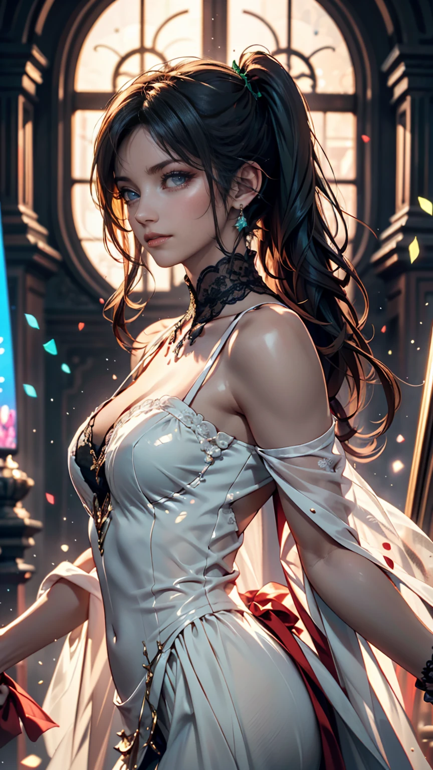 Close-up of a woman with colorful hair and necklace, Anime girl with space-like hair, Soft vitality of Ross Dres, Gubes-inspired artwork, Fantasy art style, colorful], Vivid fantasy style, Ross draws vibrant cartoons, universe and colorful, Gwaiz, colorful digital fantasy art, Great art style, Beautiful anime style, White skin, hulk clothes