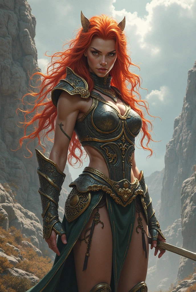 hand drawn sketch illustration of a beautiful dnd ifreet djinn girl with flaming red hair, blue eyes, symmetrical antlers, blue skin, leather armor with freckles and bright striking blue eyes posing for a photo,full body, bare shoulders, muscular, fit, defined abs, thongs, (prominent cameltoe) white freckles, long flowing green hair flying, glowing radiance, beautiful pale makeup, color portrait, stunning portrait, elegant freckles, wearing black thongs with glowing runes of power, black gloves, star-shine, gold dust spread across her skin and her face, (dark, hyper-realistic photos (((portrait))) refraction ,Dark background of magical night forest, deep woods, towering ruins, starlight skies, A mystical and epic landscape, featuring a fantastical and surreal world of floating islands, giant trees, and mythical creatures, that transport the viewer to a world of imagination and wonder, artstation, digital art, intricate, trending, bright colors suitable for viewing in public places