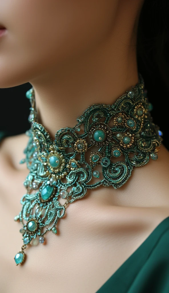 a unique old fashion necklace design around the neck