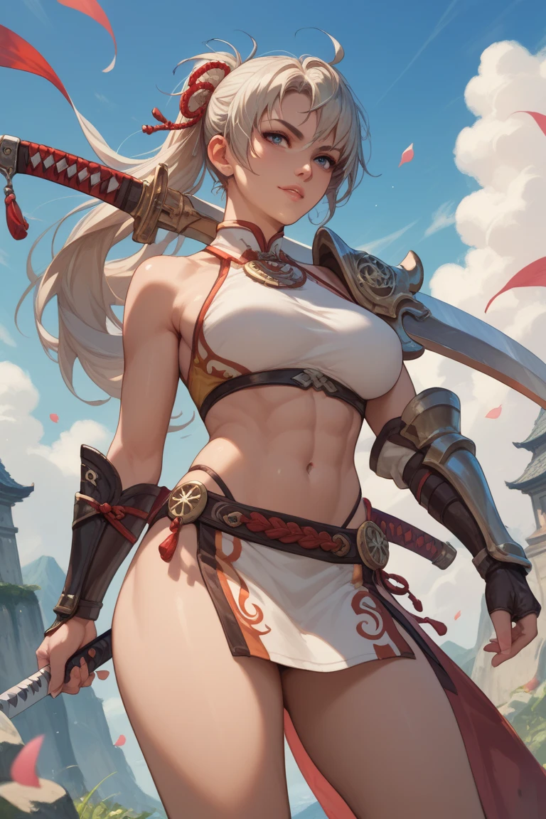 (Highest quality,4K,High resolution,masterpiece:1.2), (Ultra-detailed), (Slender beauty)(Age 27)(Holding a sword:1.3) (Dynamic Art), (looking at the camera) (Dragon Ball Z setting), (The whole body is visible)(Vision:1.8), (Realist,photoRealist,photo-Realist:1.37), (High resolution,High resolution), (Portraiture), (Vibrant colors), (Long legs), (A noticeably elongated face), (Wide range) (Hermosos Fine grain), (Beautifully detailed lips), (Highly detailed eyes and face), , Bright eyes Dynamic angles and postures, Sweatびっしょり, Sweat, (Long eyelashes), (Sharp focus), (Physically Based Rendering), (8 heads,Beautiful female warrior), (Mature Woman) (Leg spread), (intense), (expression of intense desire), (Motion Blur), (elegant), (Slim figure:1.3), (Inspired by anime), (Bright light), (Cinema Lighting), (Contrasting colors), (Mysterious atmosphere), (Action-packed scenes), (Unique Look), (impressive), (Reveal costumes), (Exciting), (Expressive), (Interesting atmosphere), (monster:1.4) ((Highest quality)),((Very detailed)),masterpiece,Absurd,Detailed face,Beautiful Face,(Fine grain, Deep Eyes),((Dynamic pose)), (((Long white hair,Adult beauty,Inspired by Akira Toriyama))),(((Bikini Armor))),grassland,((In battle with dragons,)),Distant view Vision
Wide shot 広角
Long shot
