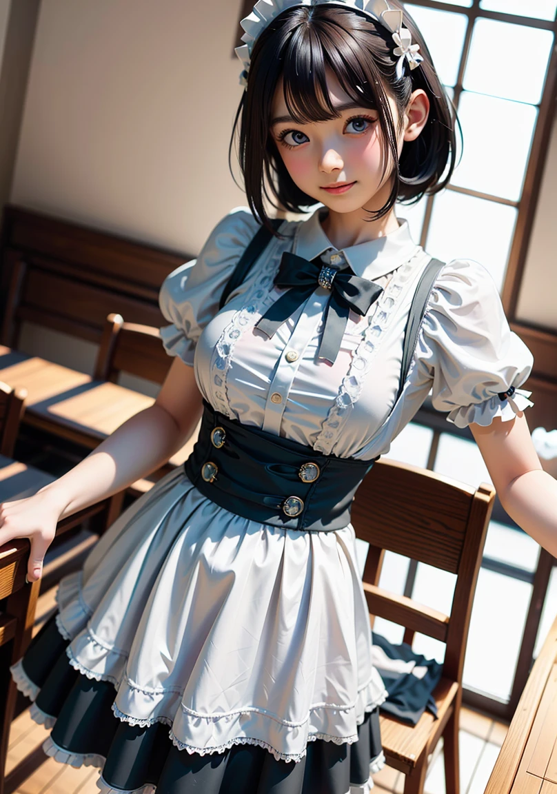 masterpiece, 1 beautiful girl, best quality, 超high resolution, (Reality: 1.4), original photo, movie lighting, Japan, asian beauty, Super beautiful, Beautiful skin, Thin, (超Reality的な), (high resolution), (8K), (Very detailed), (Best Illustration), (beautiful thin eyes), (Super detailed) , Delicate face, Looking at the audience, Direct vision, (Lemon dress,Leather Corset Dress) , short hair, Black Hair, 46 points side bangs, A white church, Neat atmosphere,mini skirt,Garter belt,sit,Open your legs slightly,Panties are seen