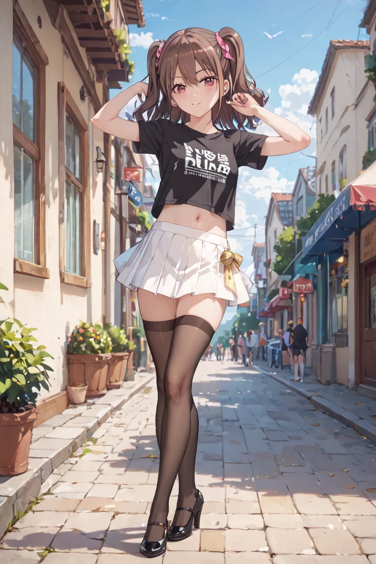 Striped panties、from directly below、spread leg legs、sit、Looking away、Chat with friends、In town、bustling street、cap、Shoulder bag、mini skirt、Private Server、Girl、Girl、Short、Younger、Baby Face、flat chest、Dynamic Angle、Useless、smile、Both eyes open、Voyeur style