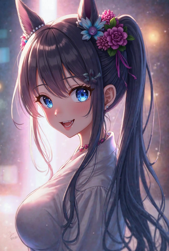(8K、top-quality、masterpiece:1.2)、(realisitic、Photorealsitic:1.37)、ultra-detailliert、女の子 1 人、cute little、独奏、mid night、Beautiful detailed sky、Detailed Cafe、sitting on、date、(Nasal blush)、 (Smile:1.15)、(Keep your mouth shut)small tits、Beautiful fine eyes、Floating Hair NovaFrogStyle、Dress with open back、Blue Rose Accessories、Blue roses background、Pink dress