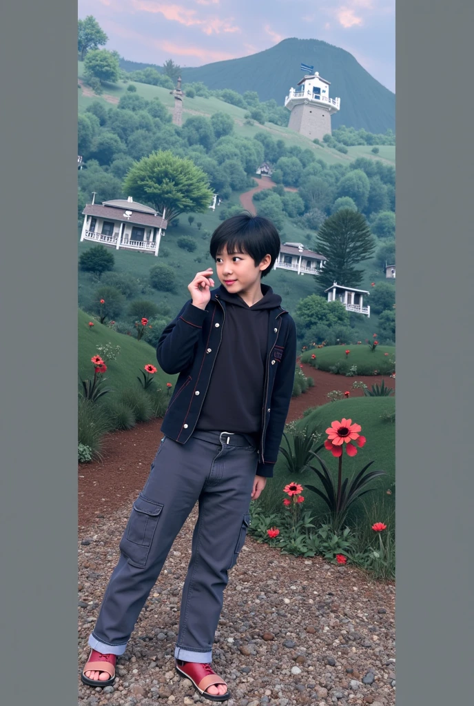 Alphad boy standing in a cave,arms out, standing in a grotto, In a cave, stone grotto in the center, in a cave with the waterfall, inspired by Li Keran, inspired by Li Shixing, Inspired by Tang Yifen, Inspired by Xiao Yuncong, hotspring hidden in a cave, jinyiwei, natural cave wall