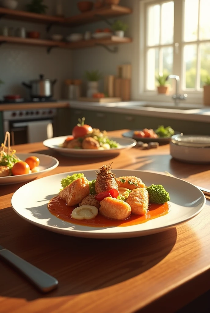 There are two plates of food on the table with a glass of wine, high quality food photography, super realistic food image, professional food photography, Kyrill Kotashev style, gourmet food photography, dinner is served, professional food photo, 8k food commercial, delicious food, 8k food photography, 8k food photography, candlelight