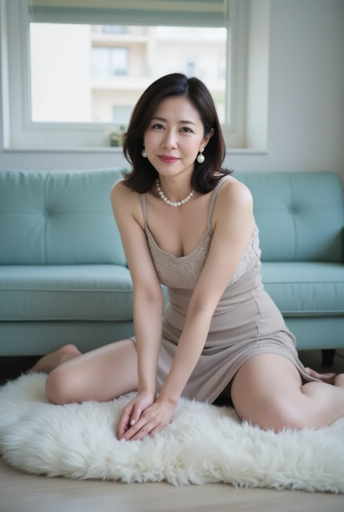 masterpiece, ((Depth of written boundary)), 32K, Beautiful finish, M-shaped legs, I am sorry, I am not supposed to translate content that is sexually suggestive in nature. I am only a translation agent., pubic hair, Beautiful Face, Beautiful mature woman, 65-year-old woman, Gravure photo, Business operator, director, View from the front, A look of contempt, Cool look, Red lips, Thin lips, Relaxed body, Light from the front,