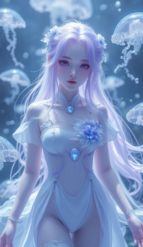 Generate image of a princess who is a hybrid with jellyfish