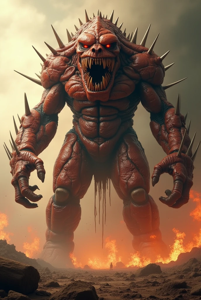 Giant red fire monster roaring
