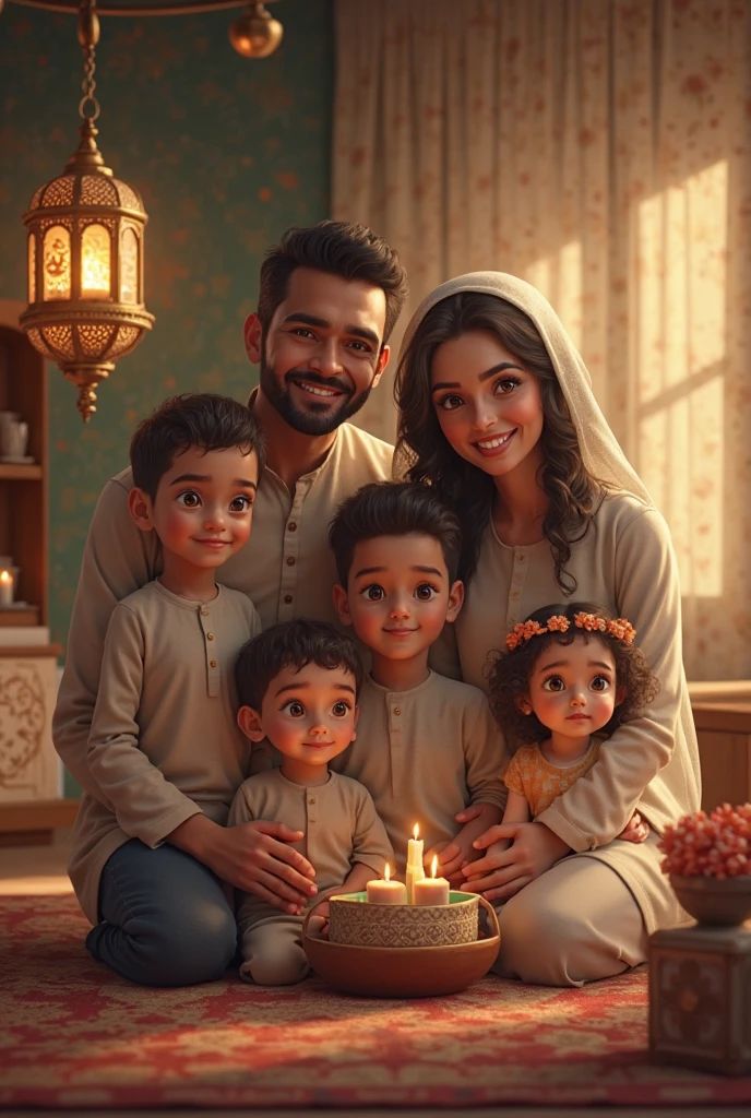 Happy independence day 14th august with a 8th month old son a 3 year old son a 21 year old mother and 24 year old father celebration in Pakistan