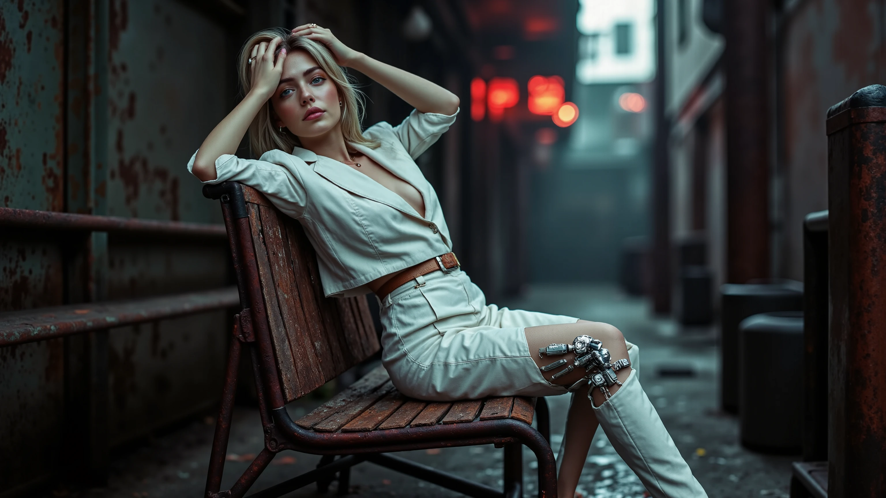Full vision image of a beautiful woman of natural appearance, use the background of New York City, full moon night, greenish hair, natural color eyes, 34d, deep neckline, pure transparent dress, long boots, 30 megapixels, 4k, 85 mm lens, sharp focus, intricately detailed, long exposure time, f/8, ISO 100, 1/125 shutter speed, natural details in image, diffuse-retro lighting, small capture light, low contrast, high sharpness, facial symmetry, depth of field, golden hour, ultra-detailed photography, raytraced, global illumination