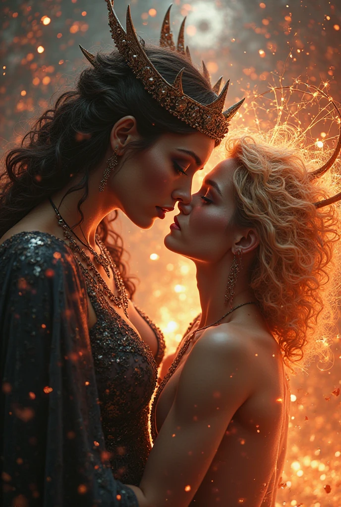 mesmerizing dark fantasy photography by Royo, (((2girls,seduction))), dungeons and dragons