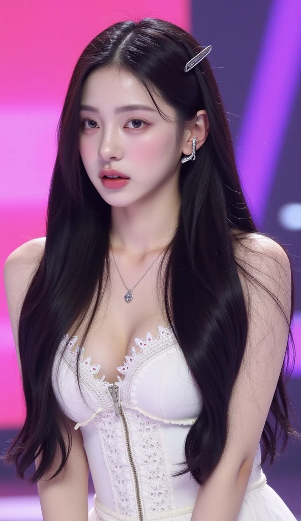 (best quality,4k,8k,highres,masterpiece:1.2),ultra-detailed,realistic,Asian,full body,big breasts,lesbian,loose clothing,long black hair,small eyes,black eyes,lively black eyes,lush black hair,beautiful detailed eyes,beautiful detailed lips,long black eyelashes