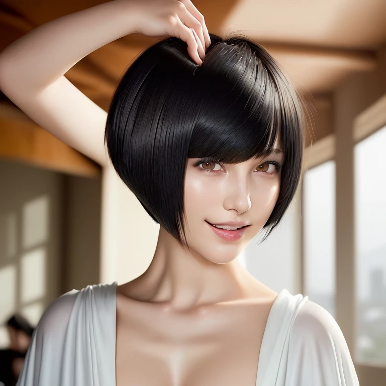 144
(20 year old woman,Are standing), (surreal), (High resolution), ((beautiful hairstyle 46)), ((short hair:1.46)), (gentle smile), (breasted:1.1), (lipstick)
