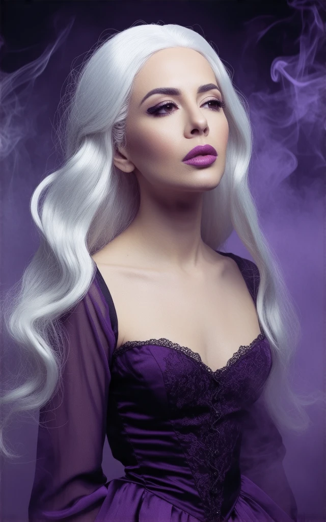 Zenistu, purple and white clothes, purple and white Lightning, white hair, purple eyes,