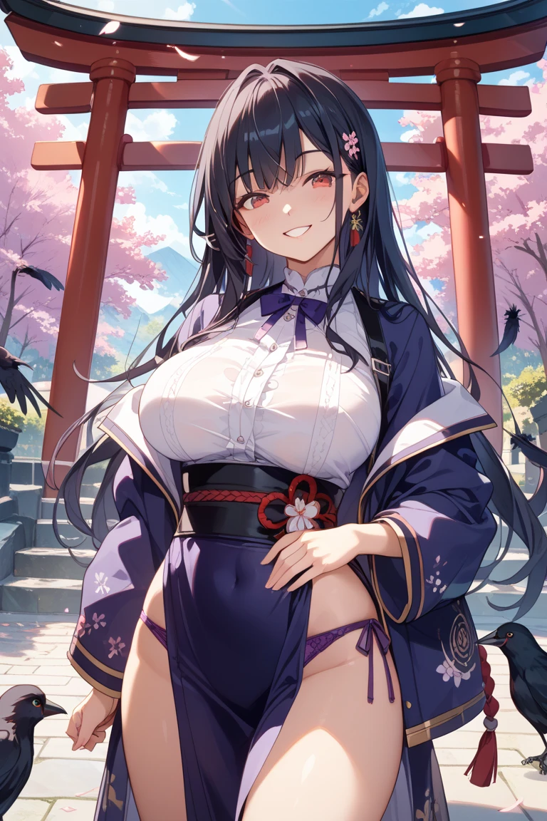 (Highest quality),(masterpiece), 8k,Very detailed, Detailed light, Best Shadow,Detailed reflective eyes, Beautiful Eyes, Very detailedな顔,Shiny Hair,sexy,Big Breasts,Charm,One person,Gloss,kimono,ピンク色のkimono,Expressionless,Blushing,full moon,Enchanting,Beautiful fingers,Beautiful hands,Refers to 5 books,whole body,shrine,front,High exposure,looking at the camera,whole body,Tears,cherry blossoms,