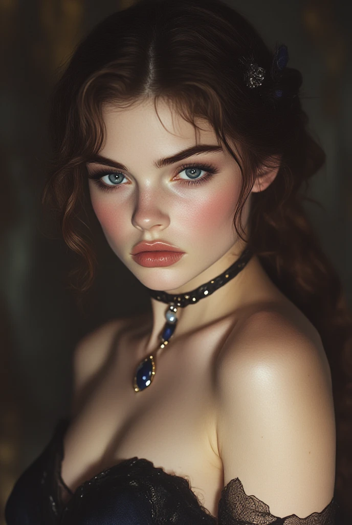 (extremadamente detallado, obra maestra, La mejor calidad), Estilo oscuro, intense illumination, rostro con arrugas, lengua larga, colmillos, tentacle, lobo deforme, monstruoso, amenazante. mujer punk. Rococo composition. Luz de caravaggio
