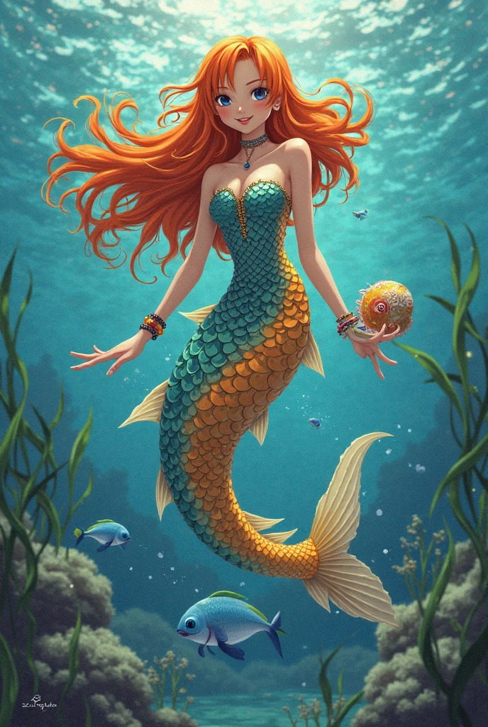 Leonardo Style, illustration, mermaid, best qualityer, dynamic poses, illustration, dynamic arms