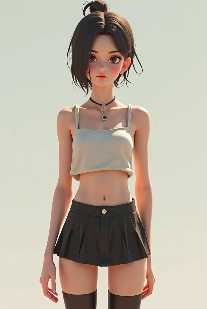 arafed woman in a black and white top and black velvet pants, a portrait by Alexis Grimou, tumblr, renaissance, dressed anya taylor - joy, wearing a cute top, wearing a sexy cropped top, beautiful taissa farmiga, crop top, dressed in a top and shorts, gorgeous young model, sydney sweeney, a beautiful teen-aged girl