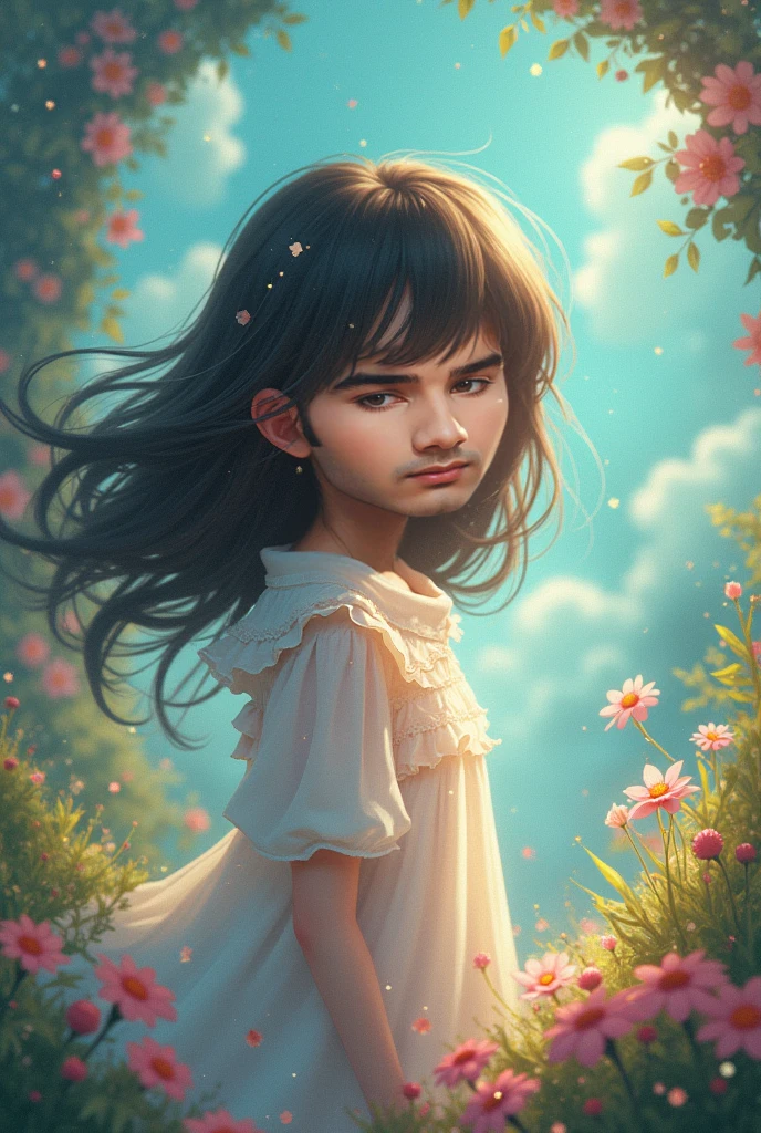 A boy with long hair
