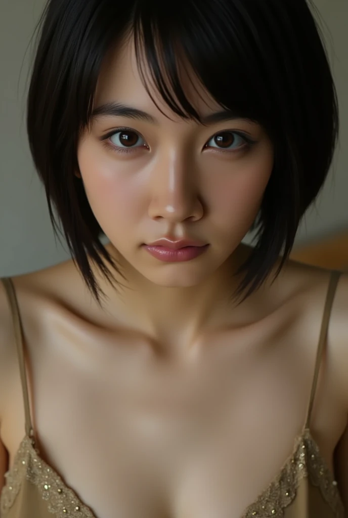The outline of the pubic area is clear，Spread your legs，Huge Ass，Huge breasts，See-through, transparent clothing。((masterpiece:2.0, best quality)), ((ultra high res)), (photo realistic:1.4), 8K, absurdres, detailed shadow, (sharp focus:1.4), (super detailed skin:1.4), very cute,japanese, (extremely detailed eyes:1.4), (extremely beautiful eyes:1.4), (flat nose:1.0), (extremely detailed lips:1.4), (extremely beautiful and fresh lips:1.4), (round face:1.4), (baby face:1.0),BREAK, curvy style, supermodel, large breasts, (huge nipple:0.4),
BREAK, (photo studio:1.4), (portrait:1.4), (from below:1.4), (spotlight:1.4), (high brightness:1.4), (looking down:1.4),
BREAK, (pixie cut:1.4), natural makeup, (arms down:1.4), (shiny skin:1.4), (oily skin:1.4), BREAK, nsfw, (Nude:1.4), （spread legs:1.4）