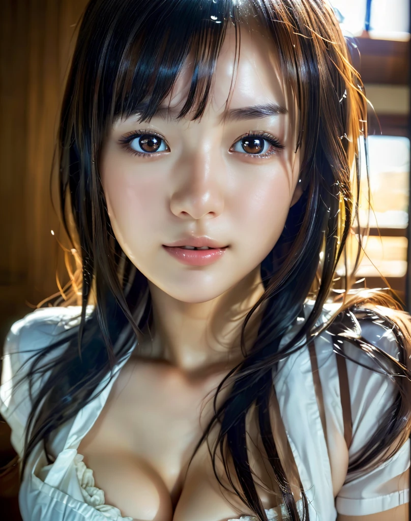Best quality, masterpiece, ultra high res, (photorealistic:1.4), raw photo, 1girl, DARK hair, shiny skin, WET BODY, dramatic lighting, full body, bitch, micro bikini, huge breasts