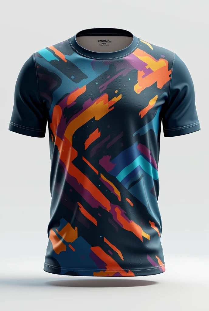 Generate a sports jersey where the gray color predominates accompanied by the following orange colors, fuchsia, red wine, dark blue