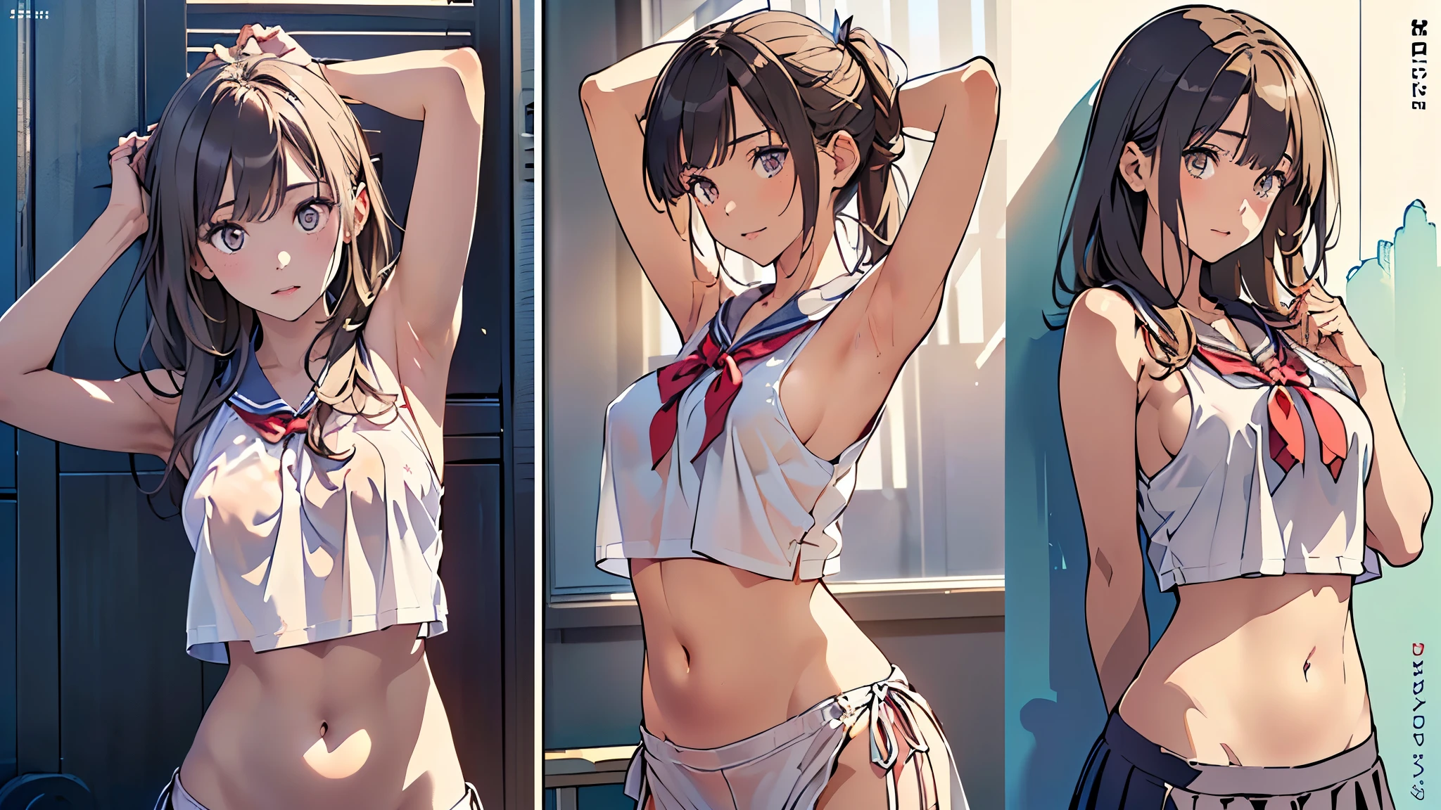 "(masterpiece:1.1), best quality, NSFW, 
1girl, gyaru, (80s anime style:1.4), 
brown hair, 
(bangs:1.1), (twintails:1.1), 
green eyes, (thick eyebrows:1.1), 
(tan skin:1.1), (loli body:1.2), (medium breasts:1.1), 
(naughty face:1.2), (open mouth, tongue out, blush:1.2),

knee socks, accessories, earrings, collar, hair ornament, 
bent over, looking back,
upper body, (back view, ass focus:1.2), 
(daytime, classroom:1.2)"