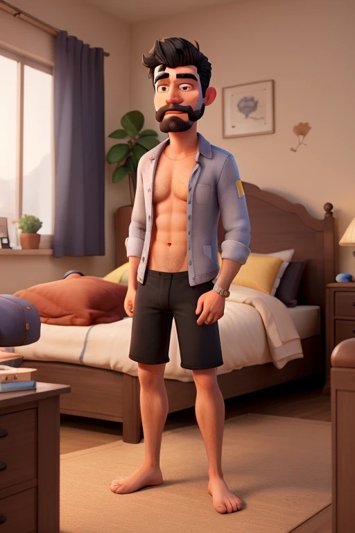 Um homem grande e corpulento,com cabelo grande e cacheado