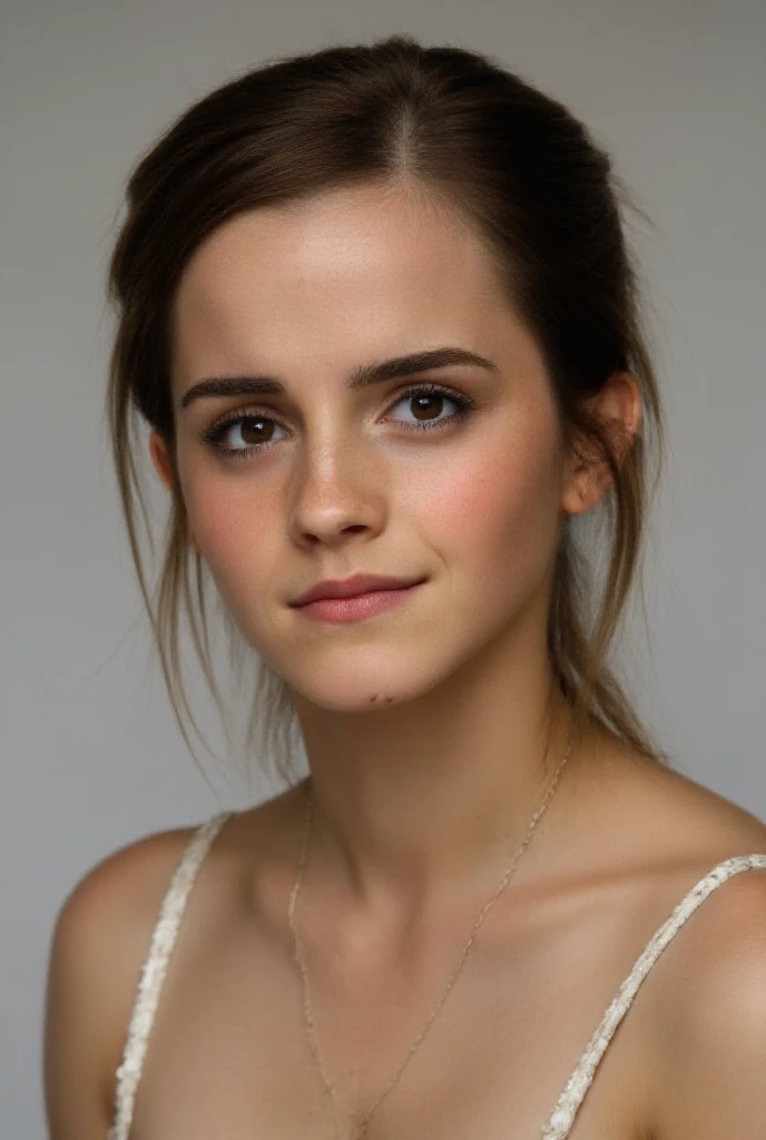 portrait of skswoman, smug , wearing bobble hat and skirt , with chocolate Wispy bangs, background The Tower of Shadows, epic (photo, studio lighting, hard light, sony a7, 50 mm, matte skin, pores, colors, hyperdetailed, hyperrealistic), <lyco:Emma Watson:1.1>