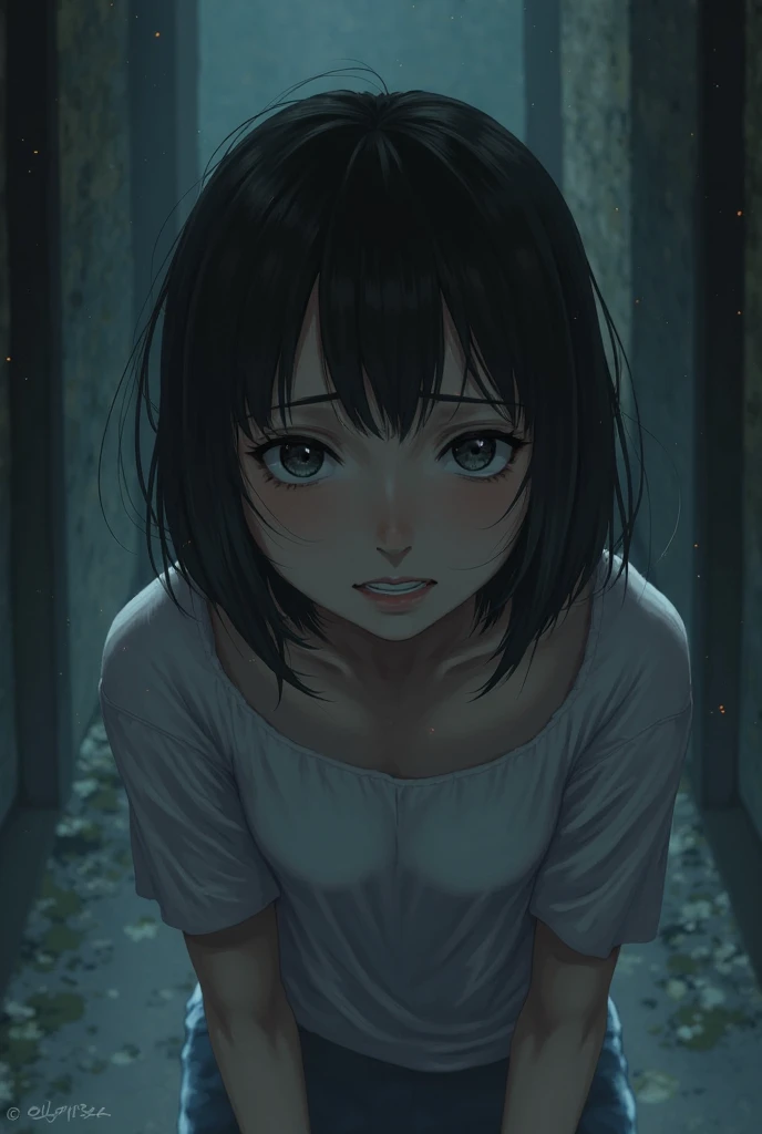 Masterpiece, highest quality, high resolution background, bright and beautiful atmosphere, 1 girl (2 years old, 1 short-tempered round face), 1 person (hair, surface effects), small breasts, old housing complex, summer clothes, girl playing hide and seek, "deltamon_sdXL" :0.73) >Deltamon”