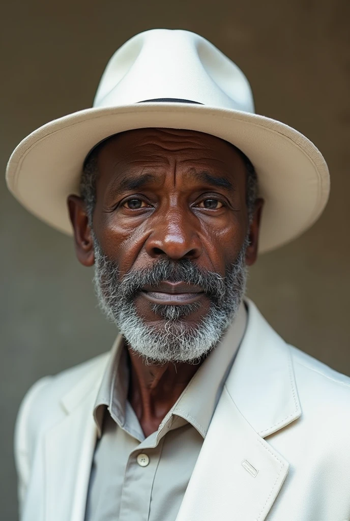 an old man with a beard and necklace around his neck, Homem africano, African facial features, anthropological photography, retrato impressionante, Directed by: Bela Nagy Abodi, Directed by: Lee Jeffries, pele desgastada, Retrato de um velho, Wise old man, Retrato de um velho, retrato ultra detalhado, great likeness, man is with black skin, um velho luz frontal suave, brilho, HDR, (cores suaves: 1.2) hiperealista,realista, Realismo, renderizado, Alto contraste, digital art photographyrealistic trend in Artstation 8k HD high definition detailed realistic, detalhado, textura da pele, hiper detalhado, textura de pele realista, armadura, melhor qualidade, ultra high-resolution, (fotografiarrealista: 1.4), alta resolução, detalhado, Calado bruto, sharp re, por lee jeffries Nikon D850 Filme Fotografia de Stock 4 Kodak Portra 400 Lente F1.6 Rich Colors Realistic Texture Dramatic Texture Dramatic Lighting Irrealengine Trend on Artstation Cinestill 800